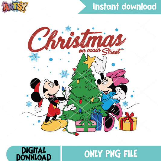 Christmas gifts for mickey and minnie png, christmas decor png
