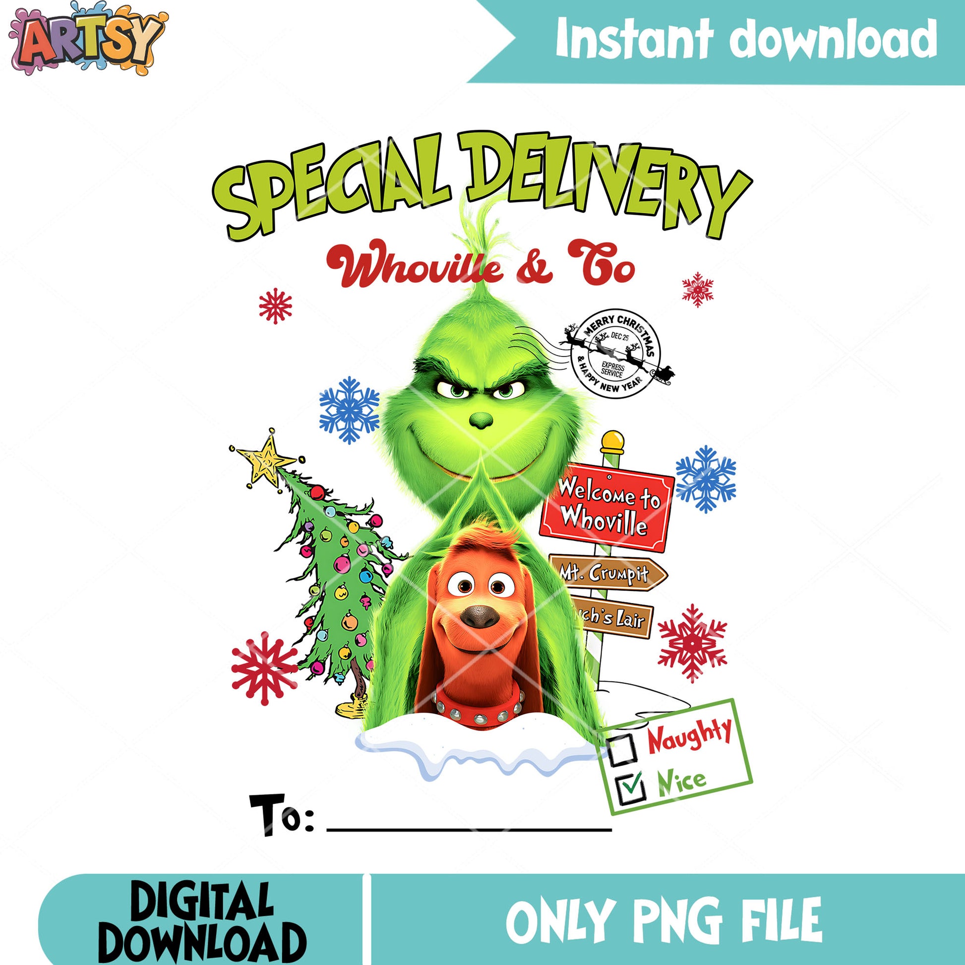 Christmas grinch movie png, the grinch png, max the dog png