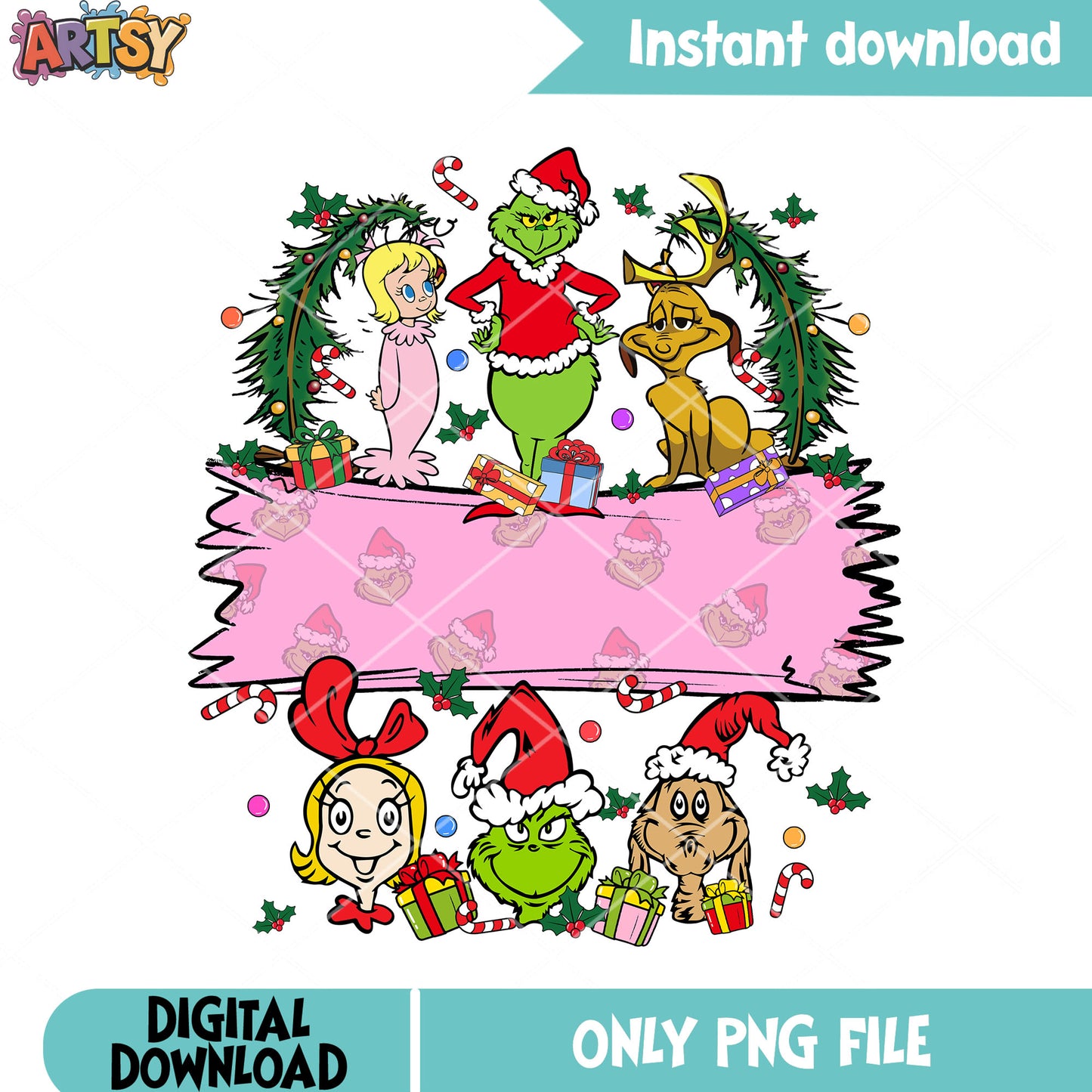 Christmas grinch poster png, merry xmas png, christmas vibes png
