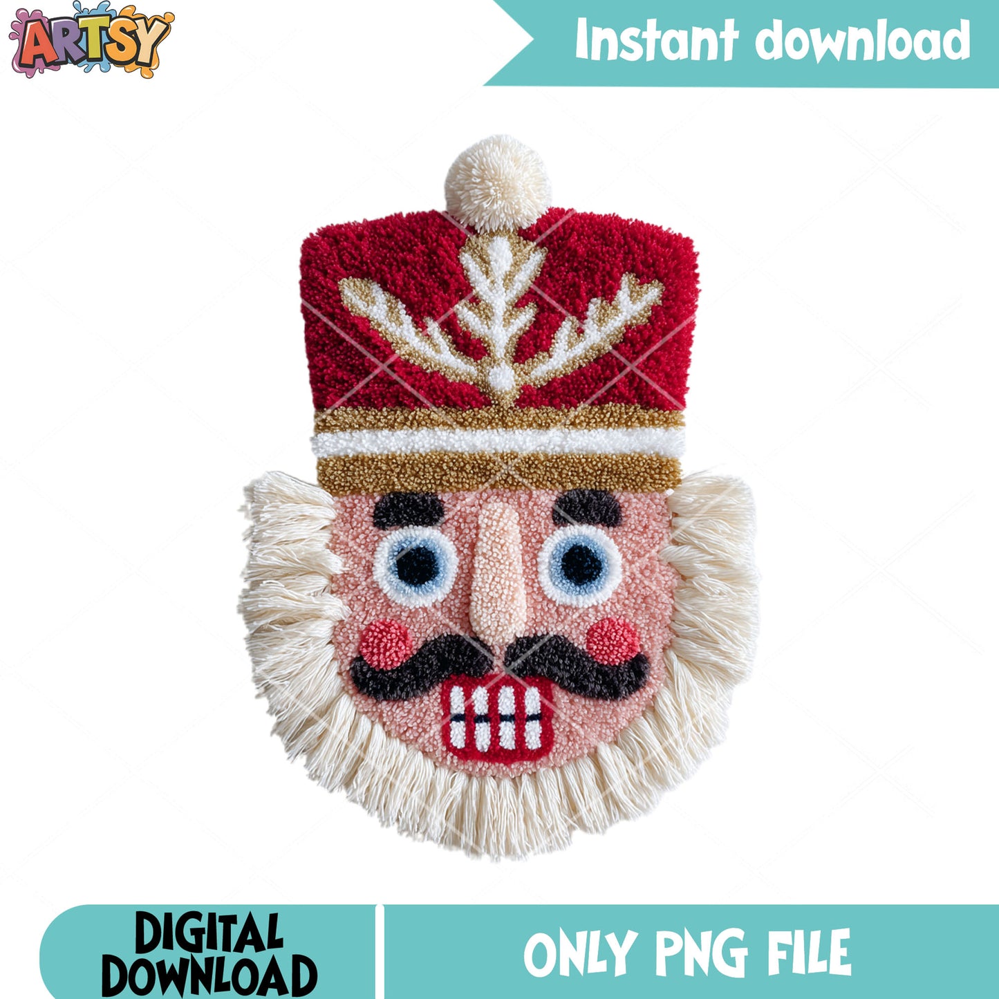 Christmas hook pillow face png, merry christmas png, nut cracker​ png