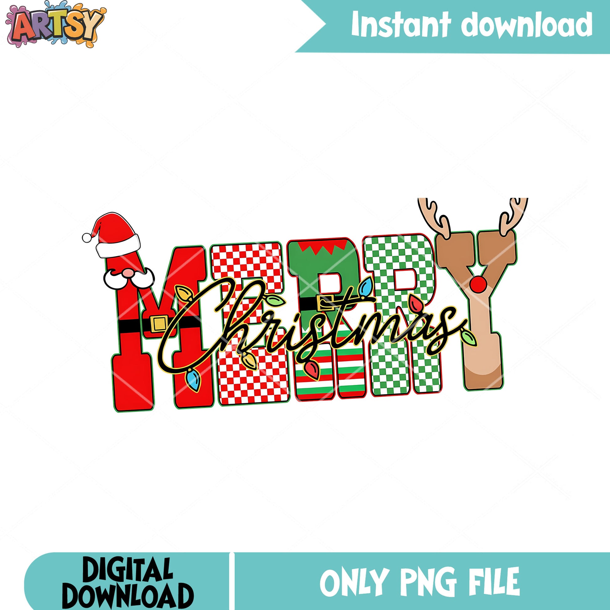 Christmas lovely deer png, santa costume png, merry christmas png