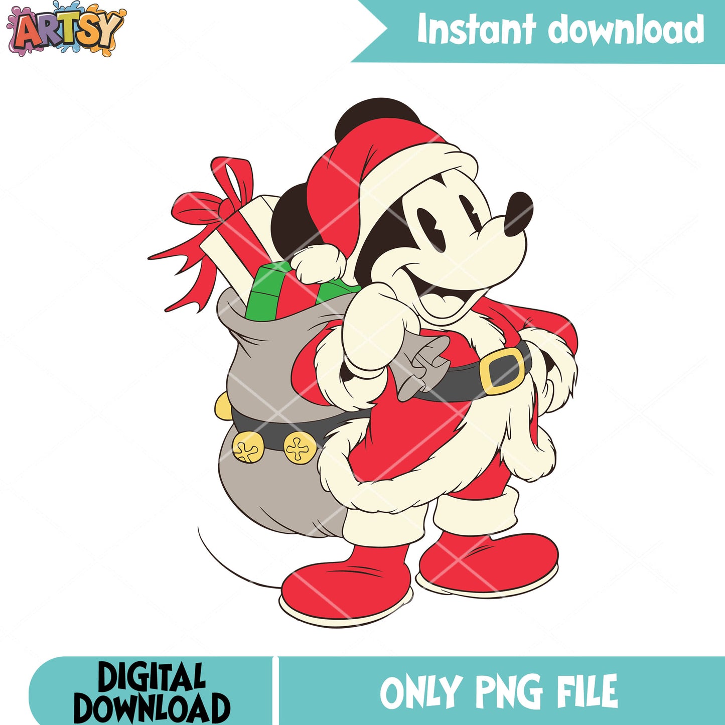 Christmas mickey costume png, christmas costume png, santa claus png