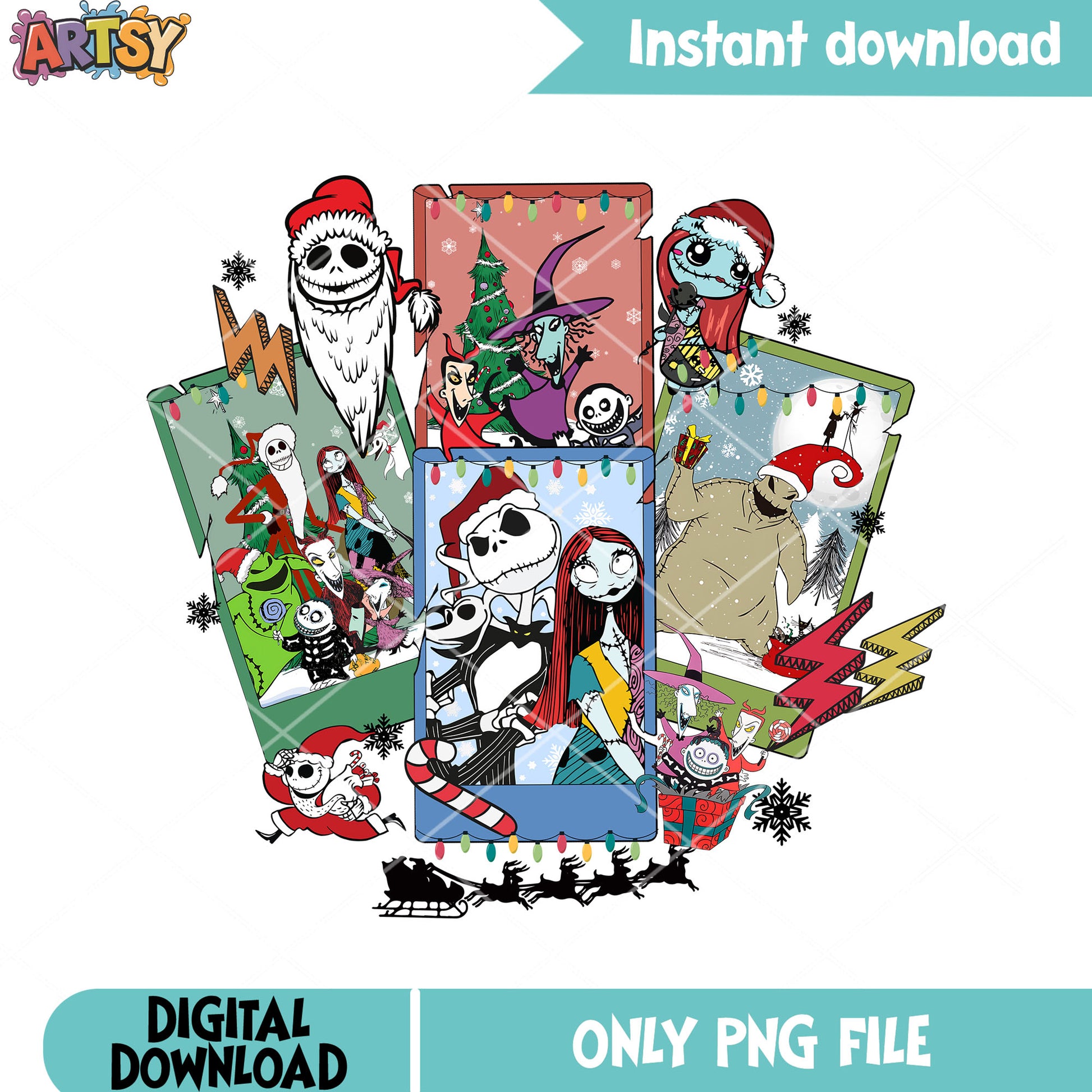 Christmas monster santa png, jack skelington png, santa hat png
