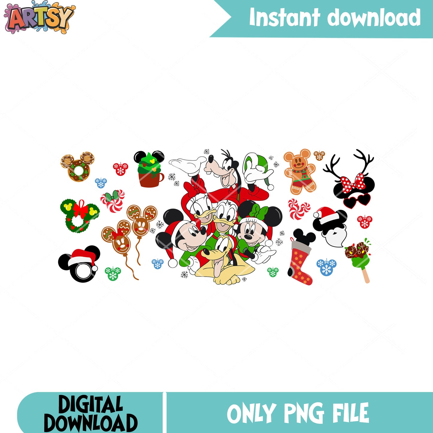 Christmas movie mickey and friends png, xmas png, minnie mouse png