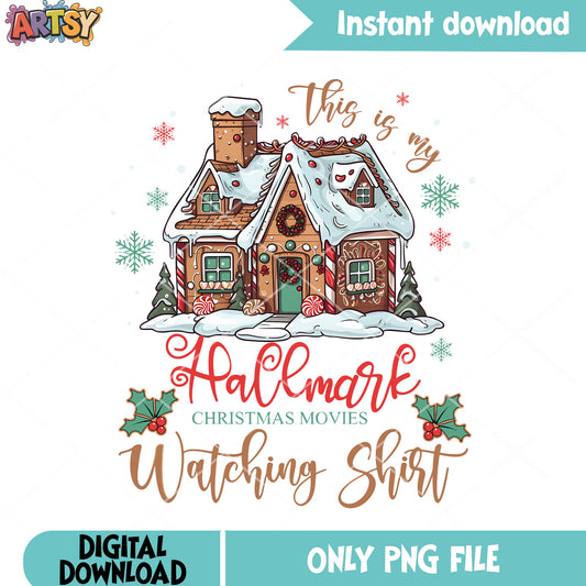 Christmas movie watching shirt png, merry xmas png, xmas decorations png