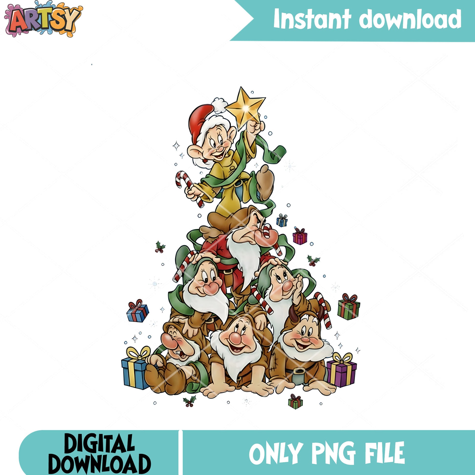Christmas of dwarfs png, seven dwarfs​ png, christmas tree png