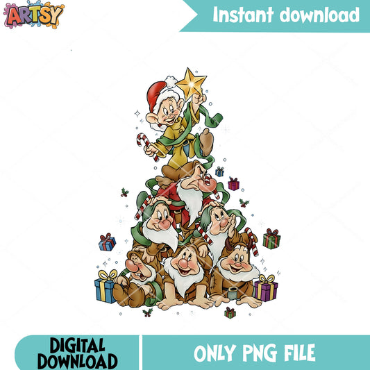 Christmas of dwarfs png, seven dwarfs​ png, christmas tree png