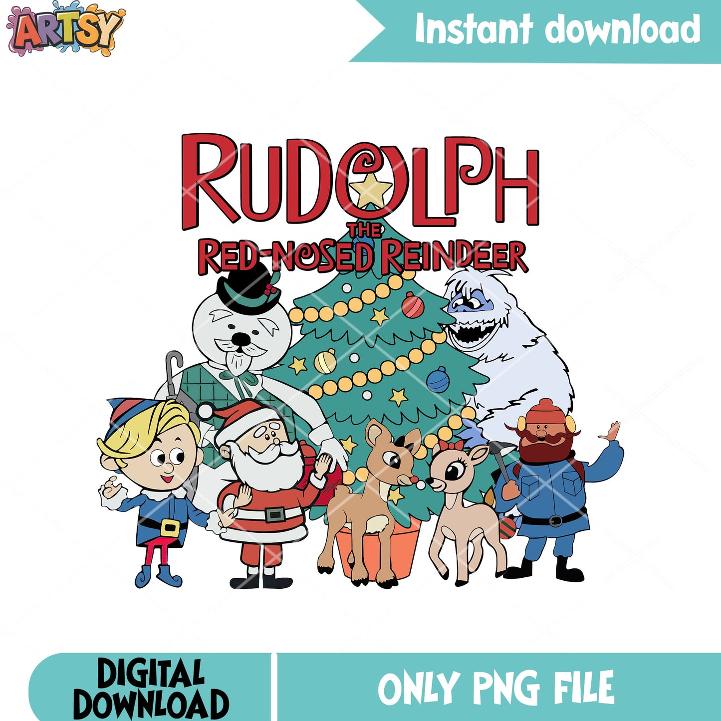 Christmas poster reudolph  png, santa claus png, sam the snowman png