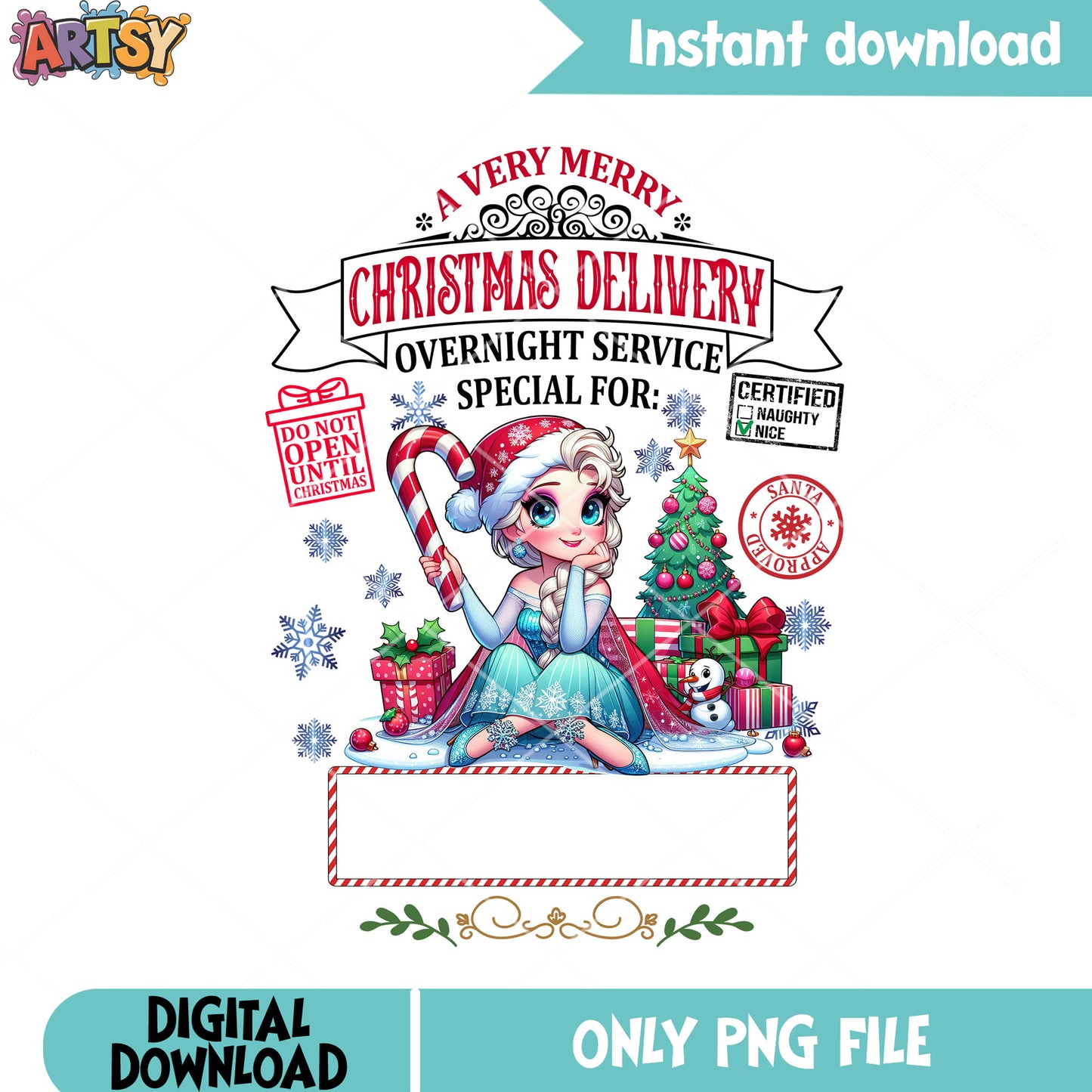 Christmas princess gifts png, disney christmas png, elsa princess png