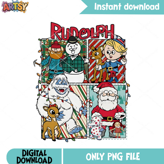 Christmas reindeer png, rudolph the red nosed reindeer png, santa png