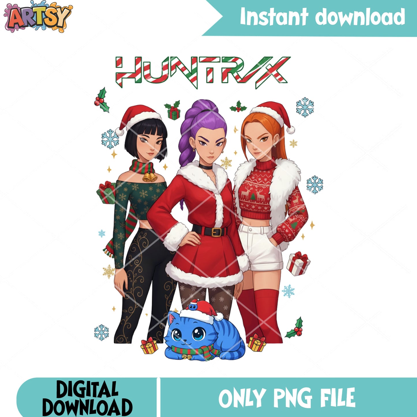Christmas rumi zoey mira png, kpop demon hunters​ png, derpy png