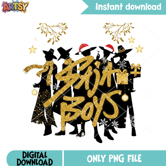 Christmas saja boys art png, kpop demon hunters png, santa claus hat png