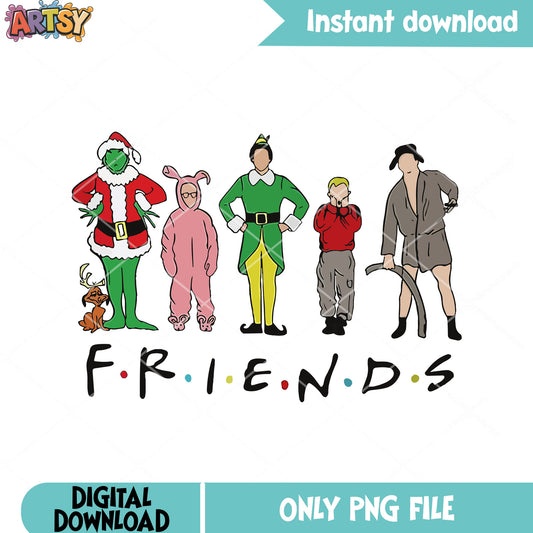 Christmas santa claus friend png, group grinch elf png, silhouette png