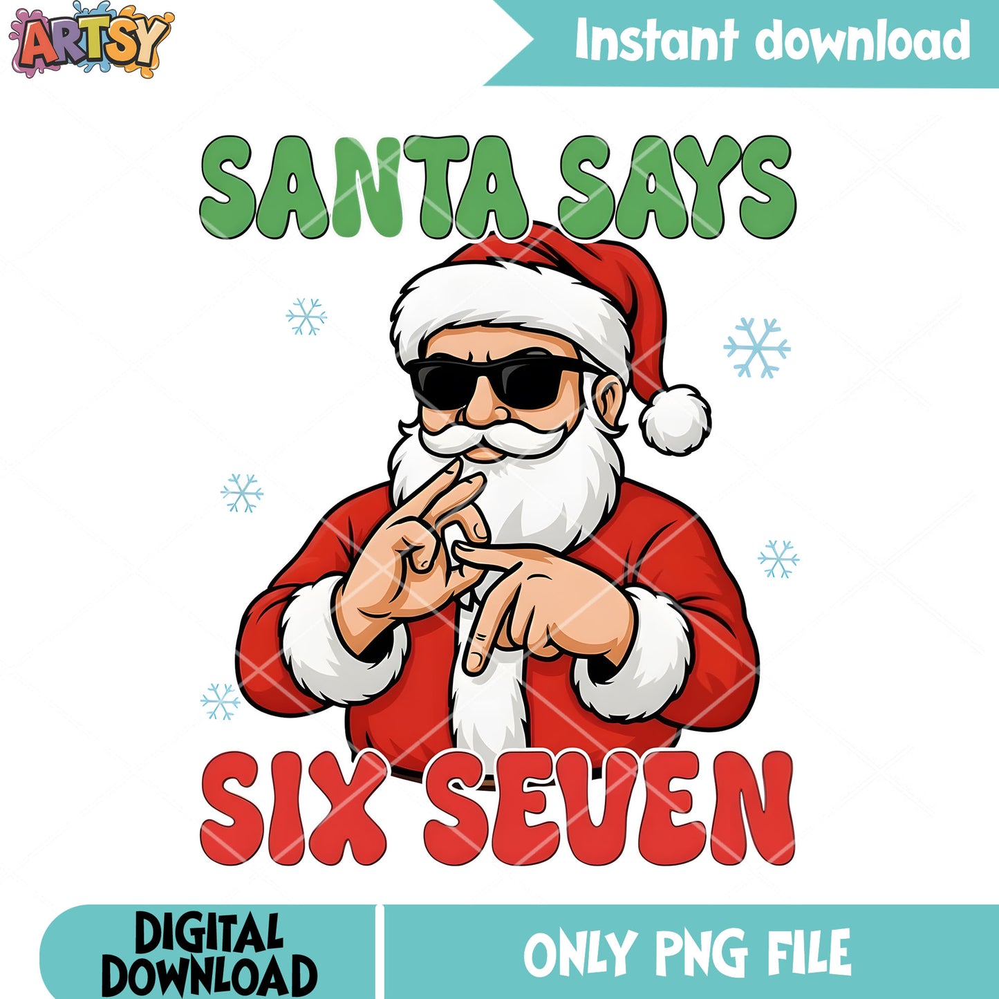 Christmas santa say six seven png, 67 funny trend png, 67 hand png