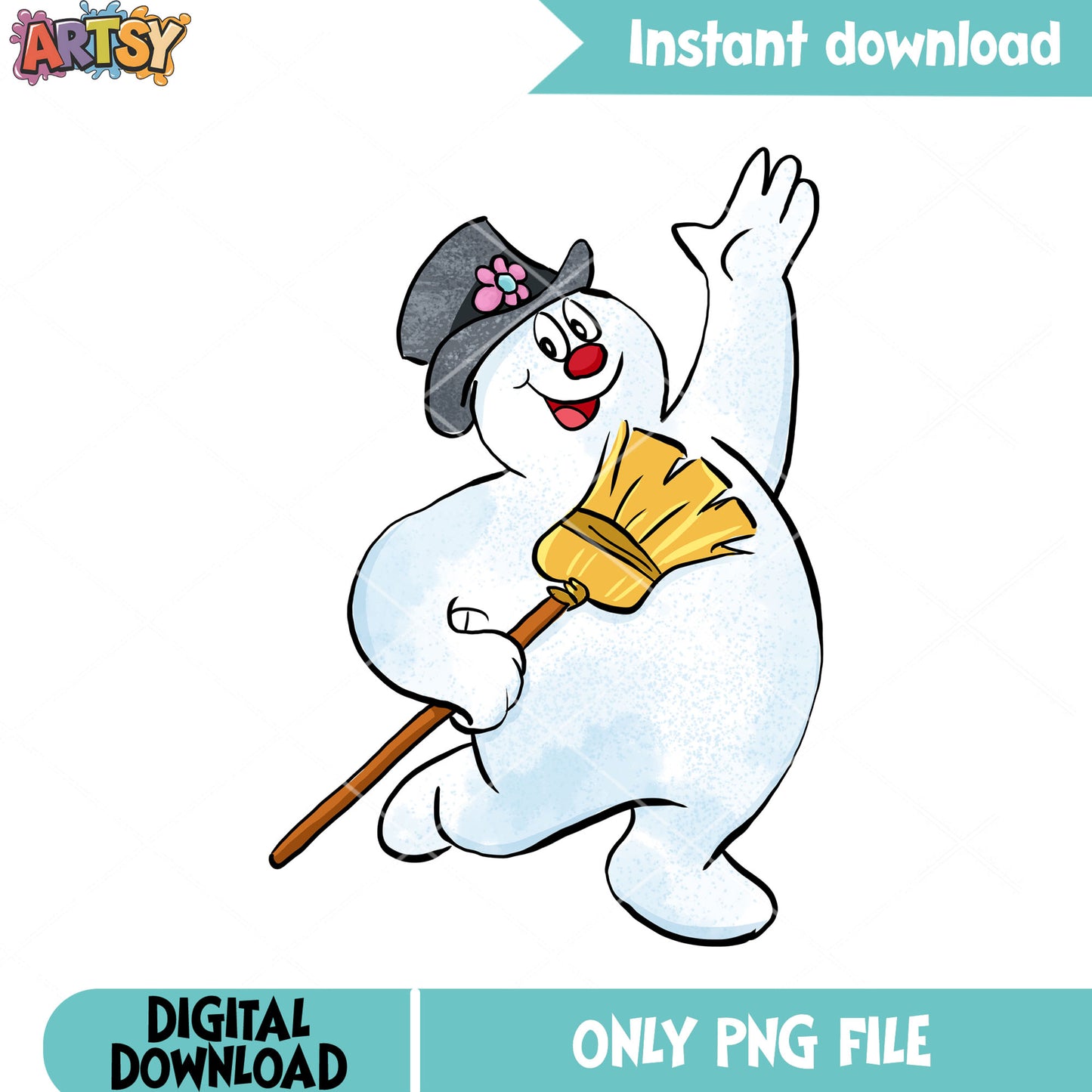 Christmas snowman broom png, merry christmas png, snowman png