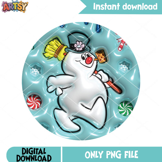Christmas snowman coaster png, frosty snowman with broom png, cute png - Copy - Copy