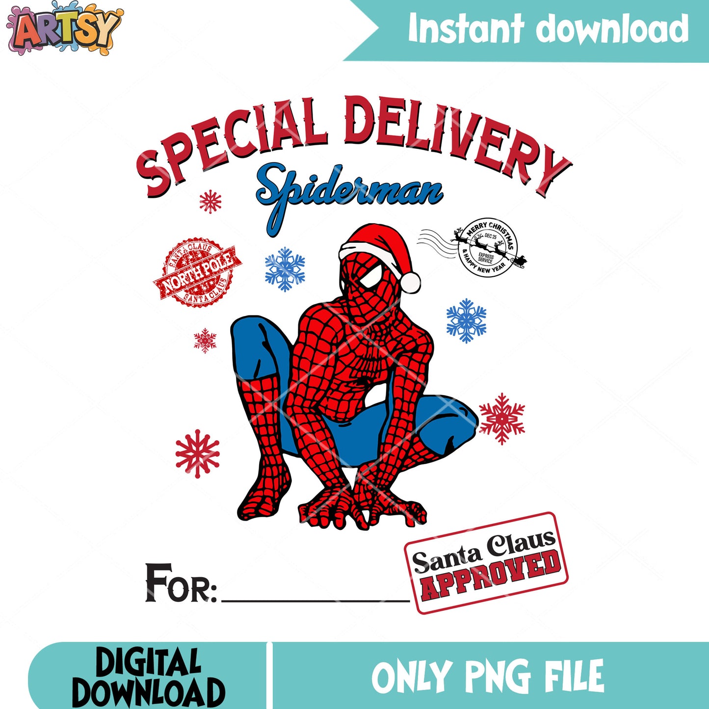 Christmas spidy stamp png, marvel christmas png, spider man png