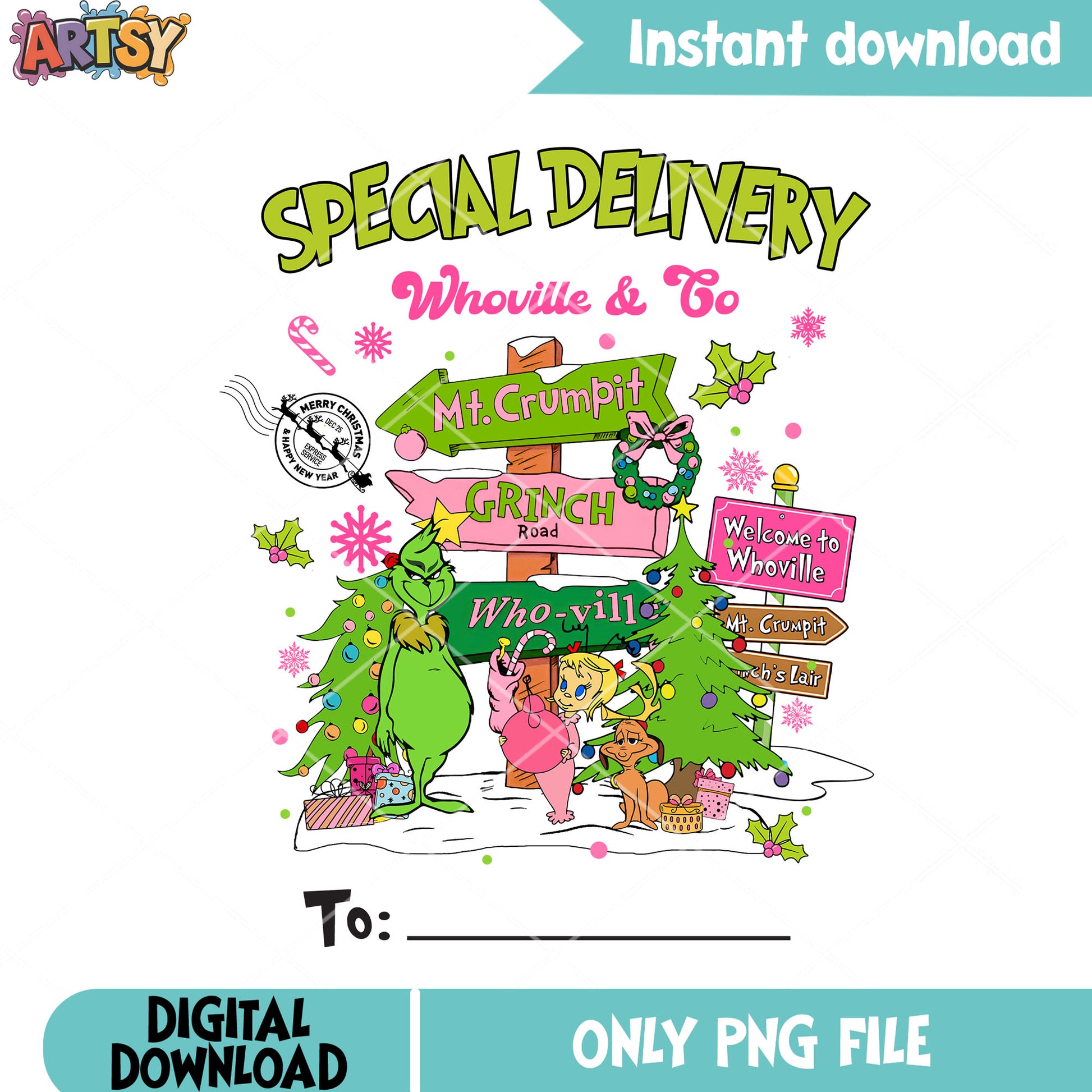 Christmas stamp grinch png, christmas grinch png, xmas decorations png