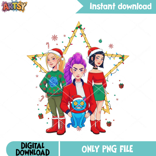 Christmas star rumi zoey and rami png, huntrix png, merry chrisrmas png