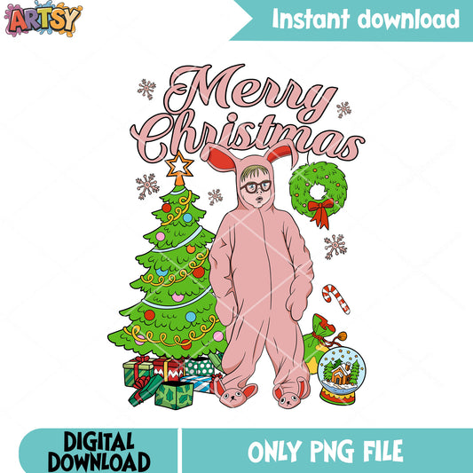 Christmas story tree png, christmas wreath png, Ralphie Parke png