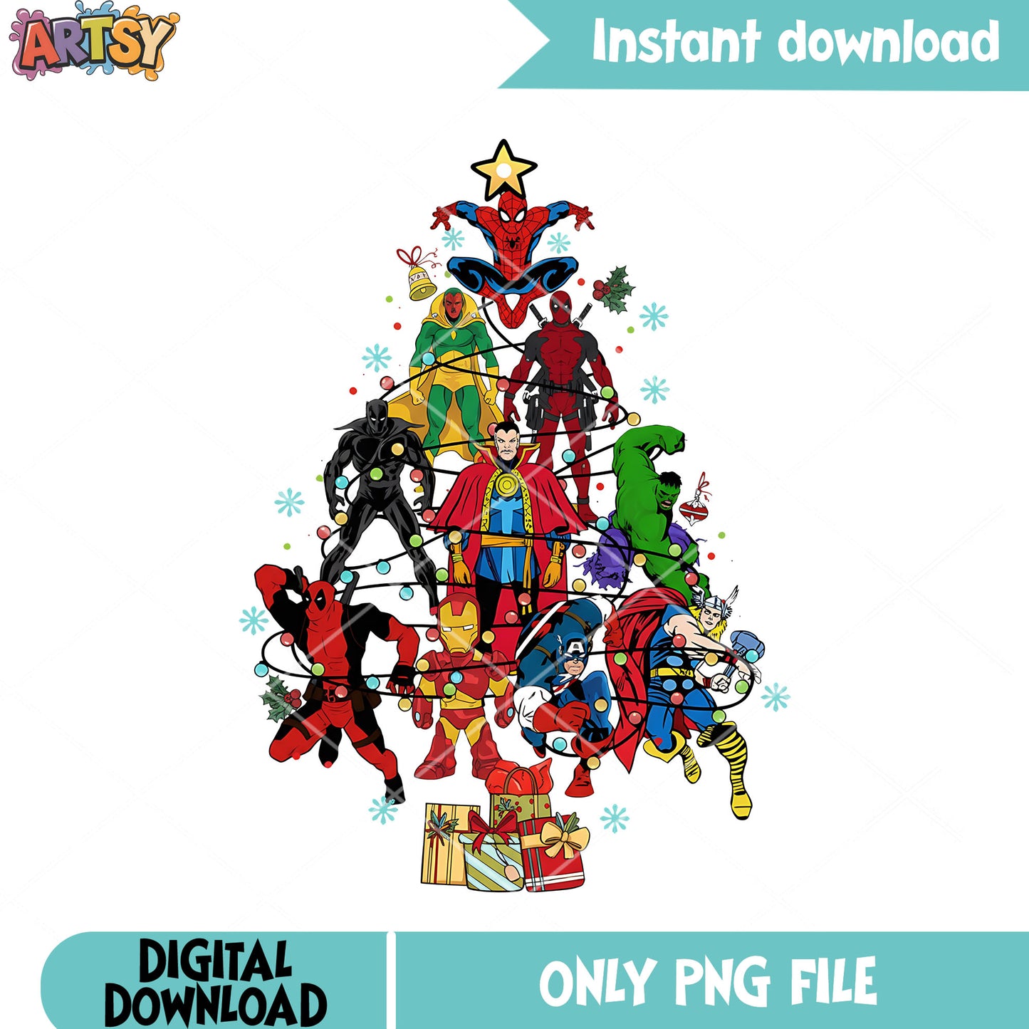 Christmas super heroes png, merry christmas png, marvel christmas png