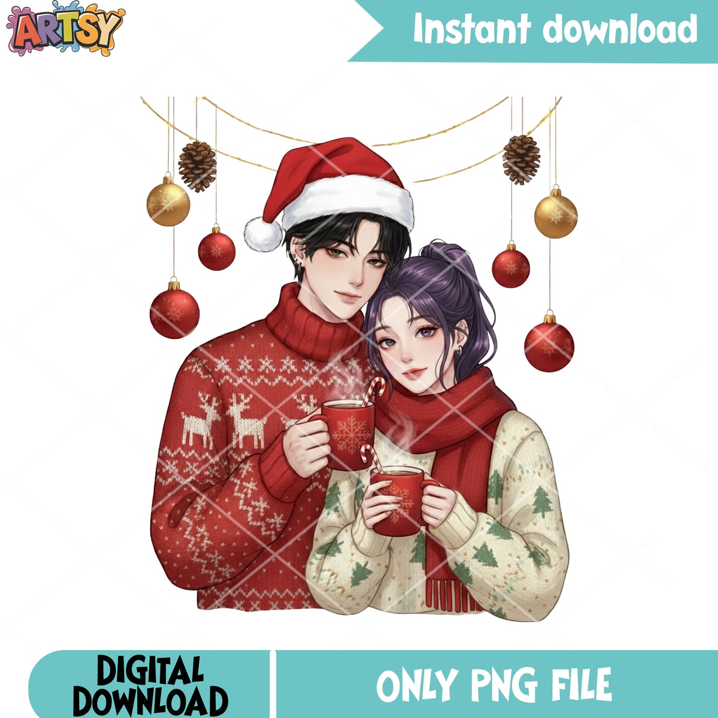 Christmas sweater decor png, christmas png, saja boys png