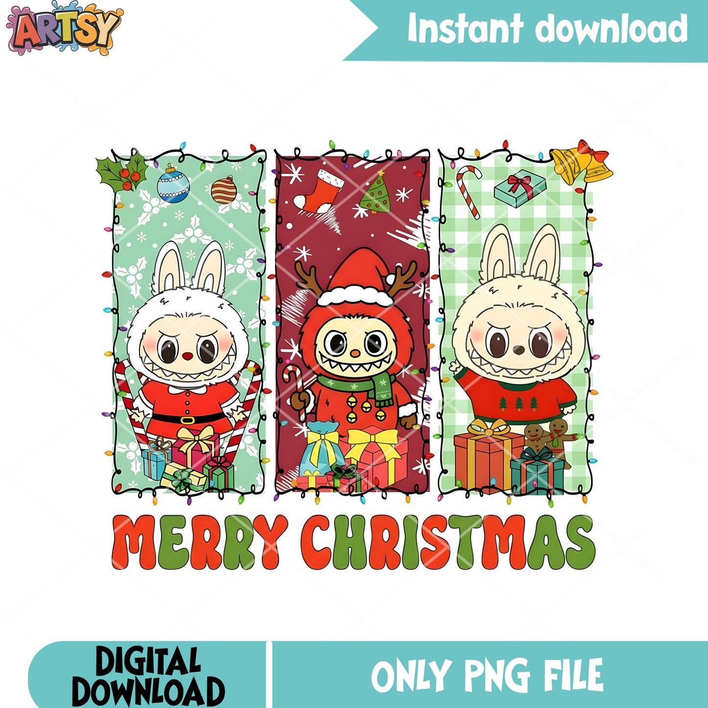 Christmas toy for kid png, labubu png, christmas gifts png