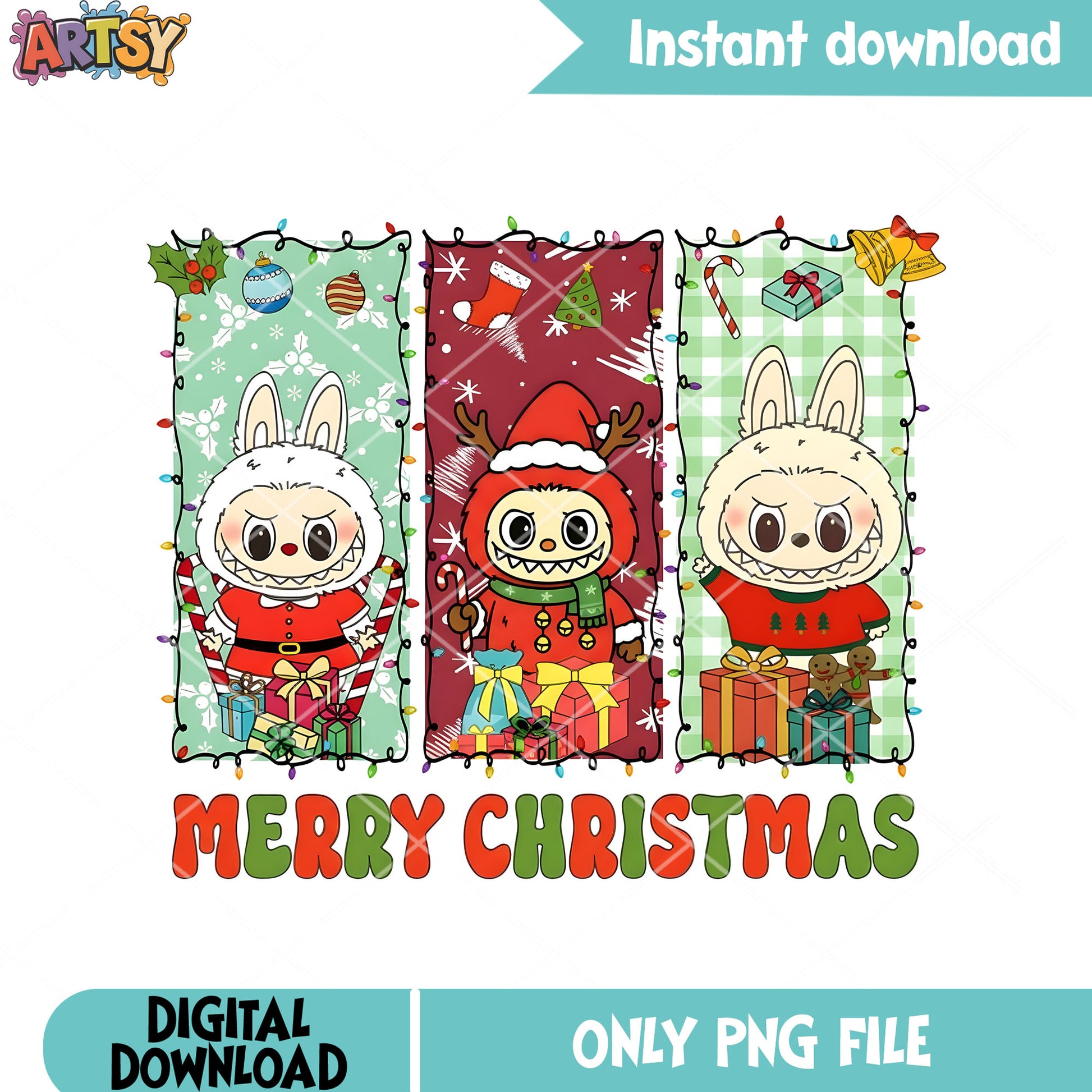 Christmas toy for kid png, labubu png, christmas gifts png
