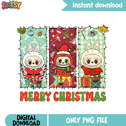 Christmas toy for kid png, labubu png, christmas gifts png