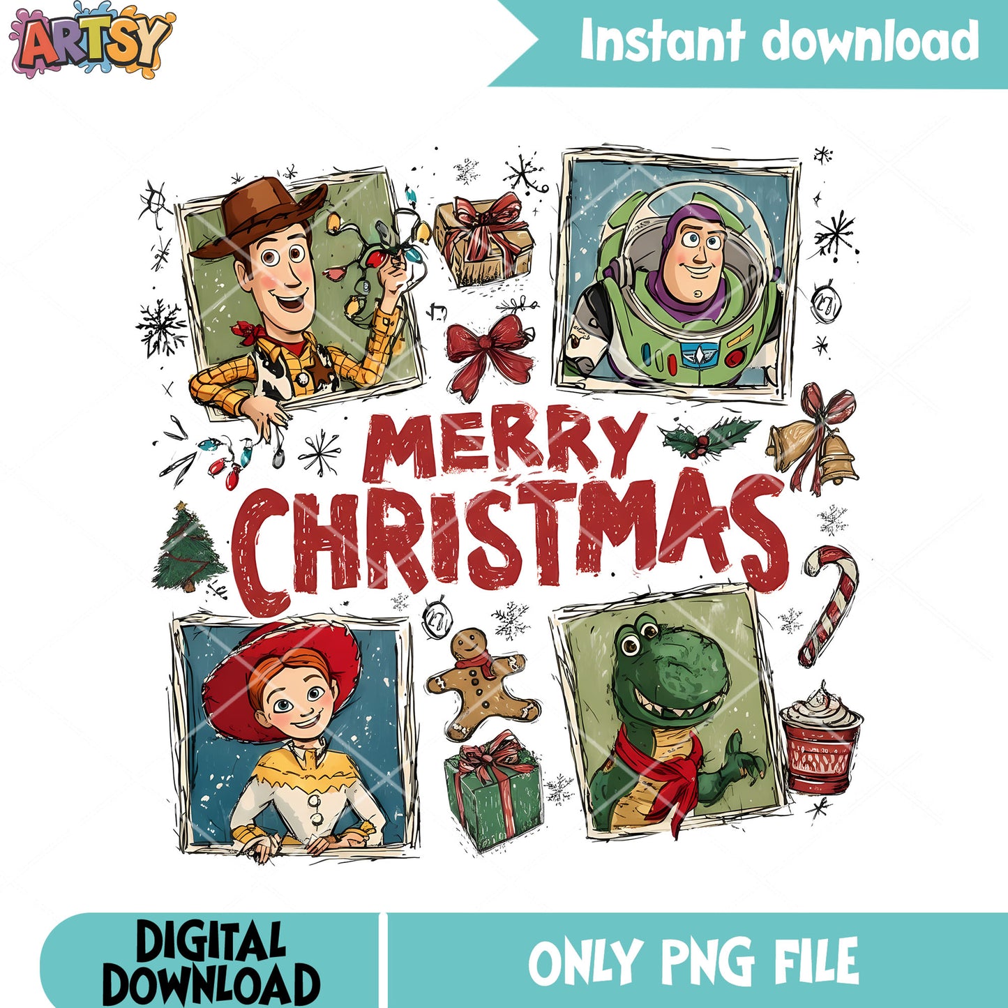Christmas toy story png, merry christmas png, buzz lightyear png
