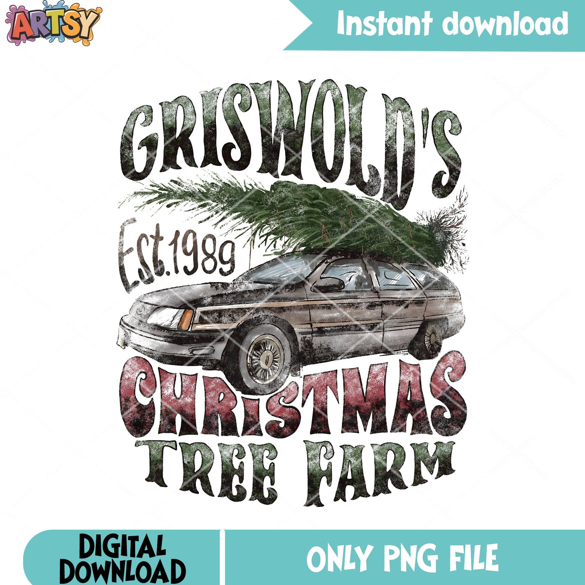 Christmas tree farm 1989 png, christmas farm png, griswold png