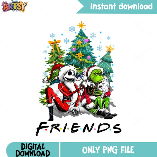 Christmas tree friends png, jack skelington png, santa costume png