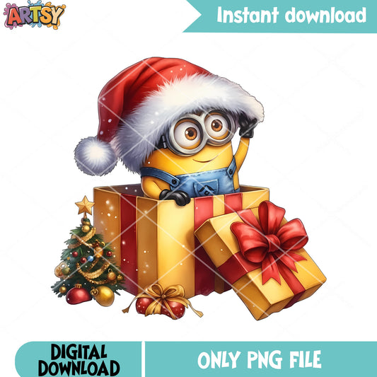 Christmas treen in noel night png, santa hat png, minion png
