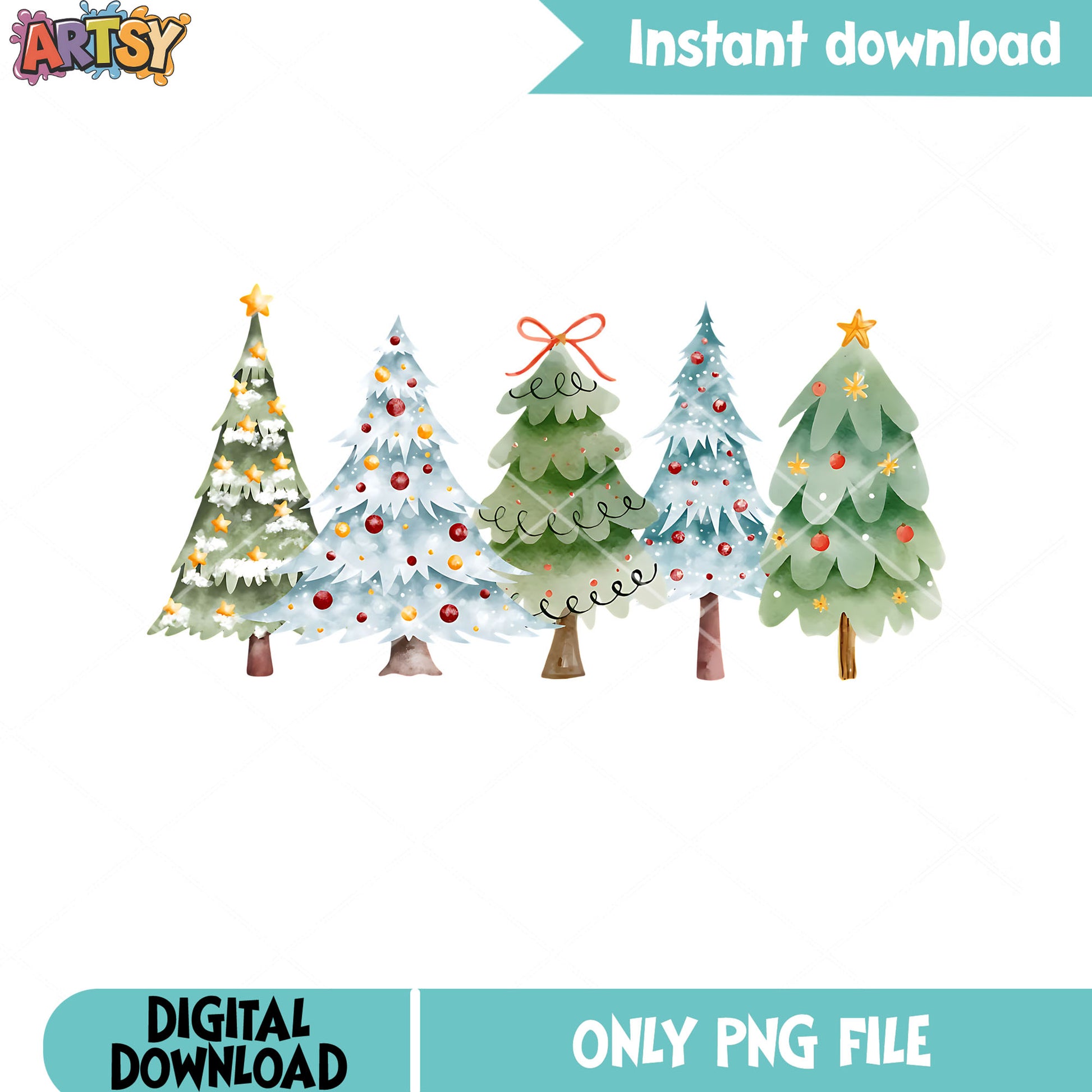 Christmas trees collocation png, trees decoration light png, trees png