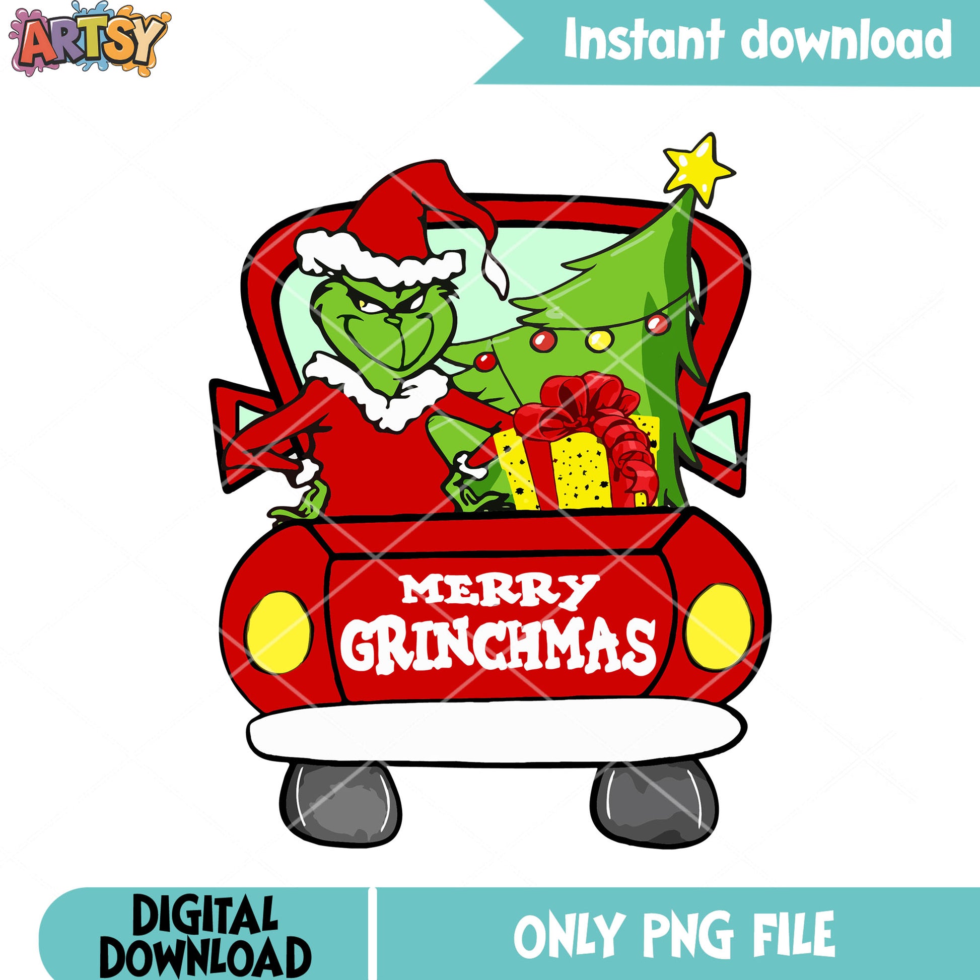 Christmas truck tree png, christmas tree png, grinchmas png