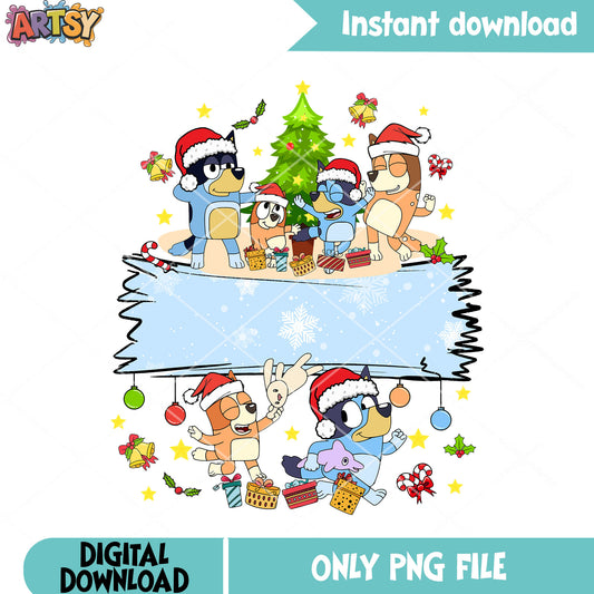 Christmas vibes bluey png, christmas poster png, bluey movie png