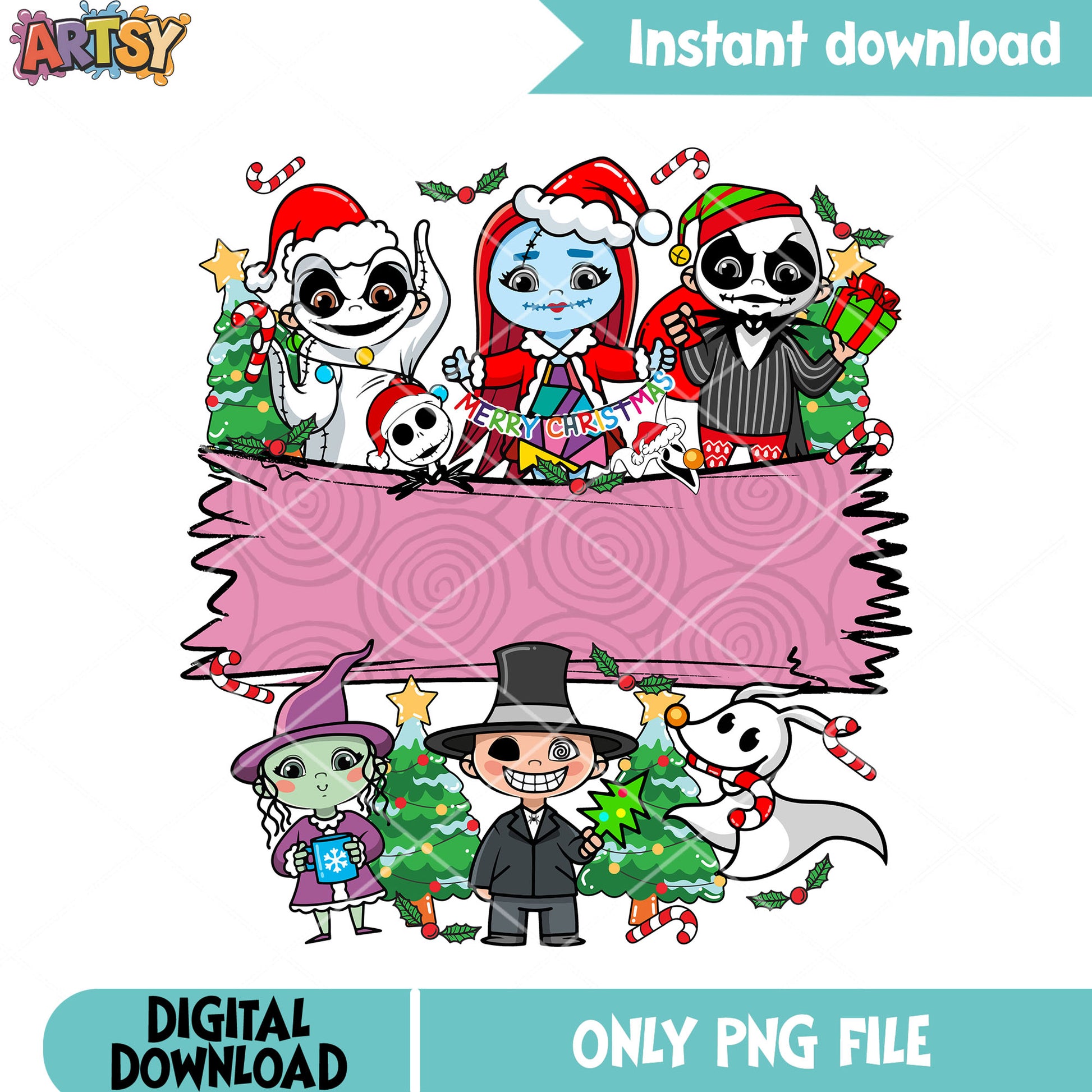 Christmas vibes jack skelington png, christmas poster png, sally png