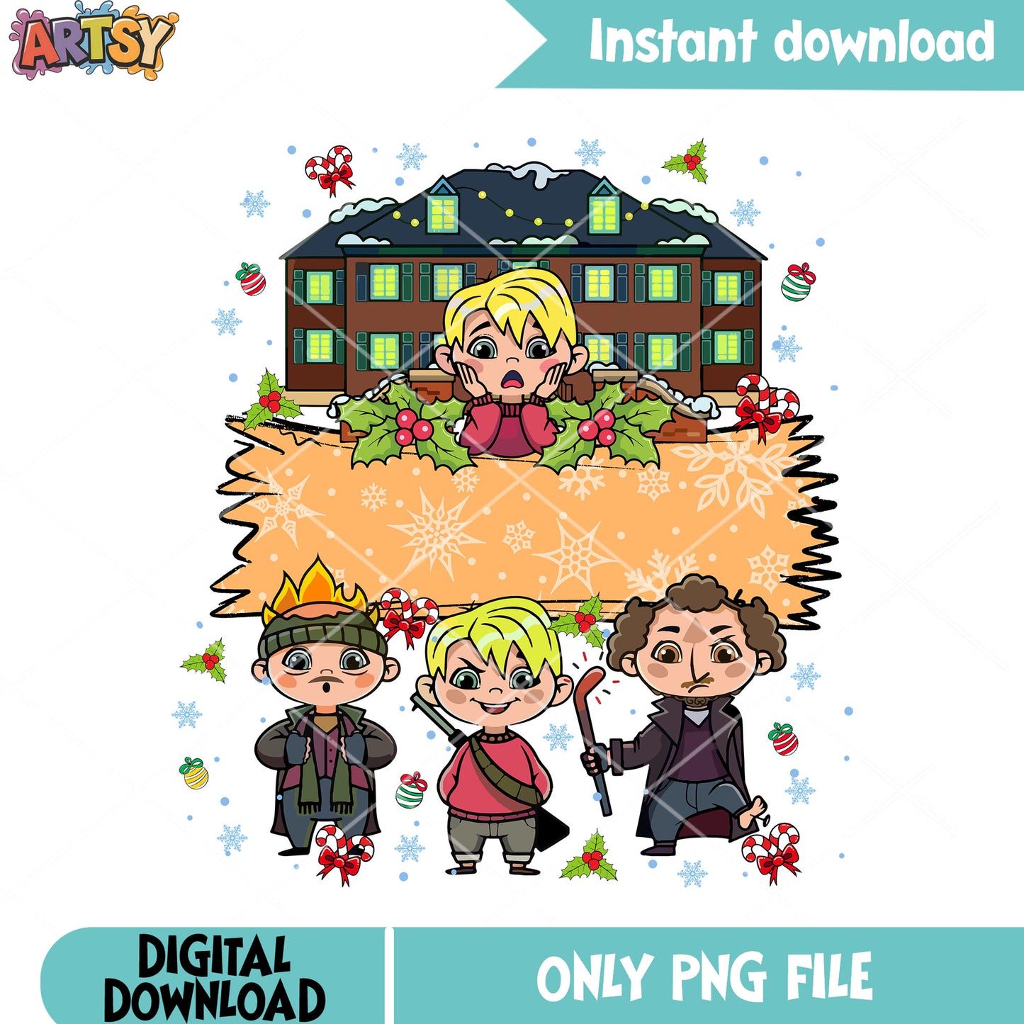 Christmas vibes kevin png, christmas poster png, home alone png
