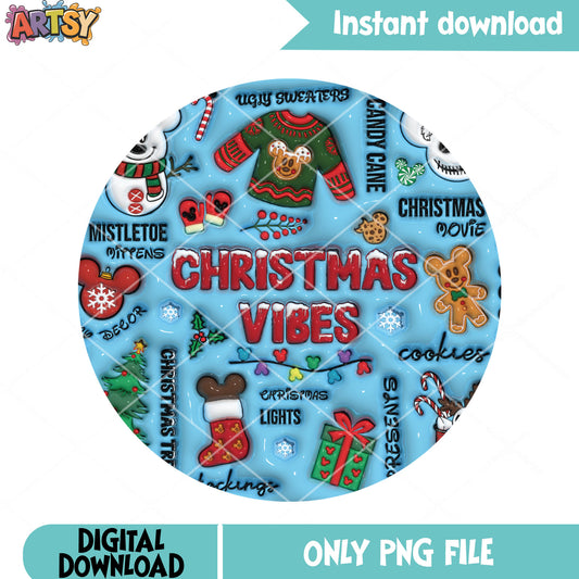 Christmas vibes mickey png, mickey gingerbread candy png, card png