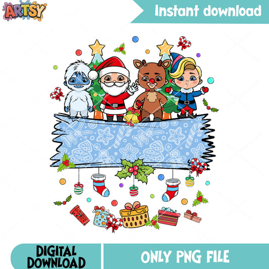 Christmas vibes red nose reindeer png, christmas poster png, santa png