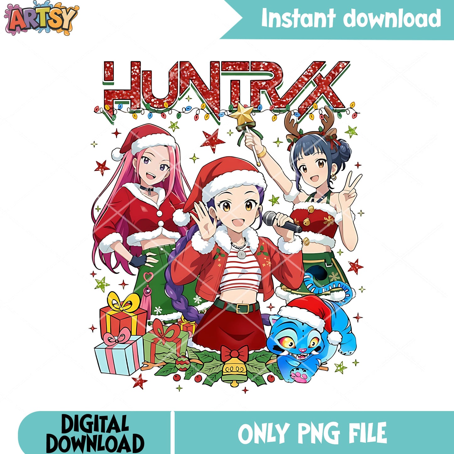 Christmas zoey mira rimu png, christmas png, kpop demon hunter​ png