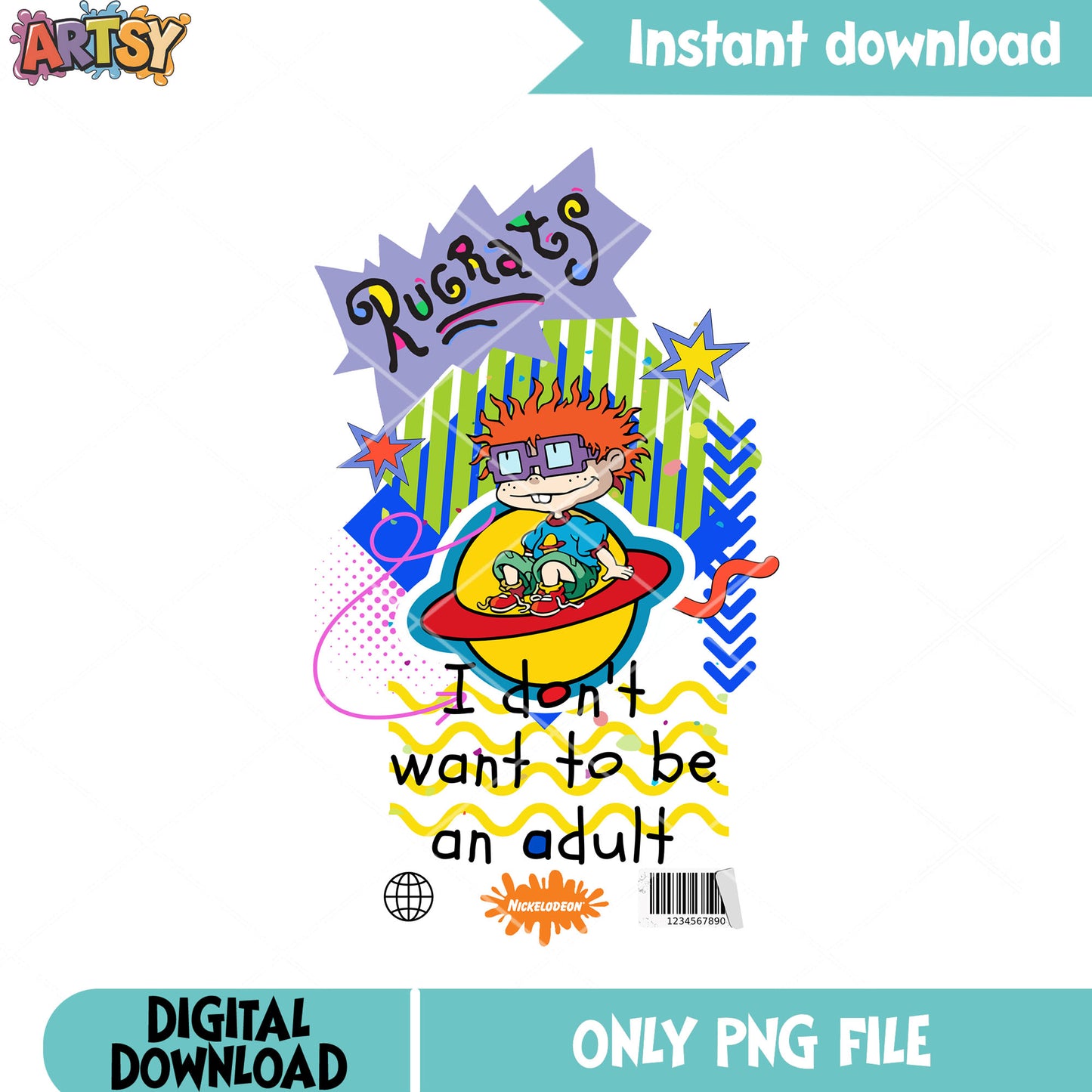Chuckie Finster rugrats png, i don't want to be an adult png