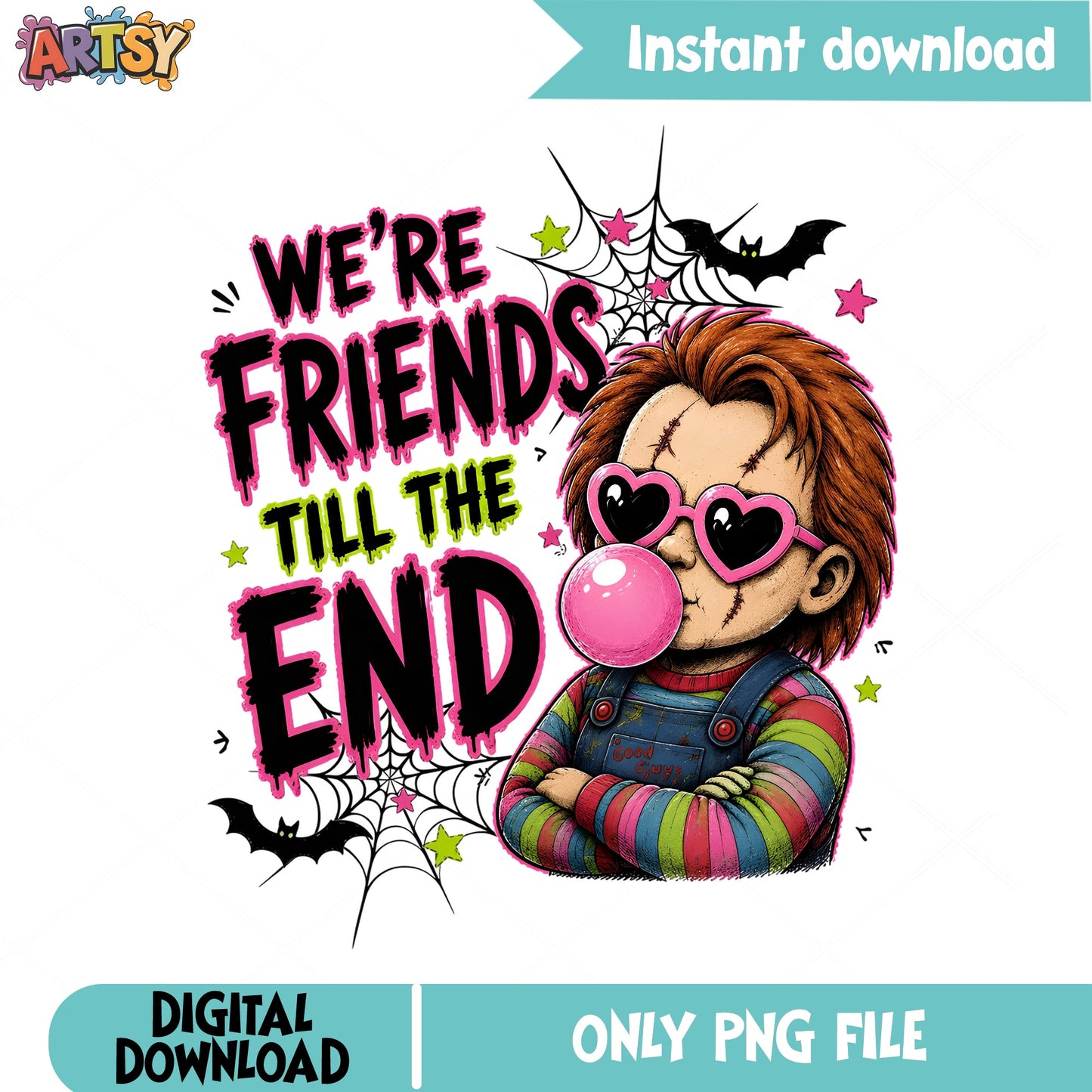 Chucky Friends Till The End PNG, Halloween Horror PNG, Spooky Doll PNG