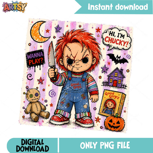 Chucky Halloween PNG, Good Guys Doll Horror PNG, Wanna Play PNG