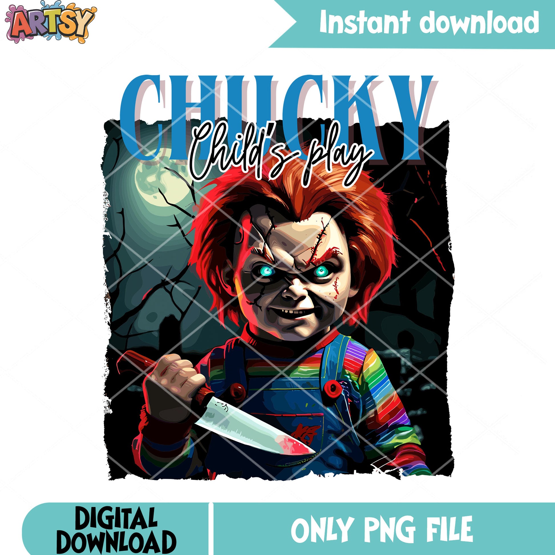 Chucky child play png, bloody knife png, halloween scary png