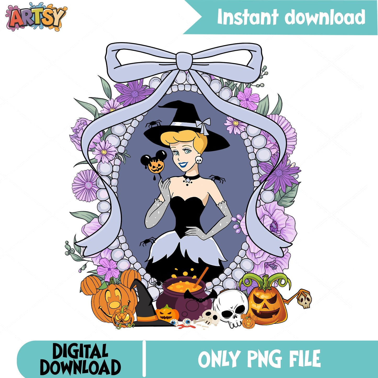 Cinderella Halloween Witch PNG, Disney Princess PNG, Halloween PNG