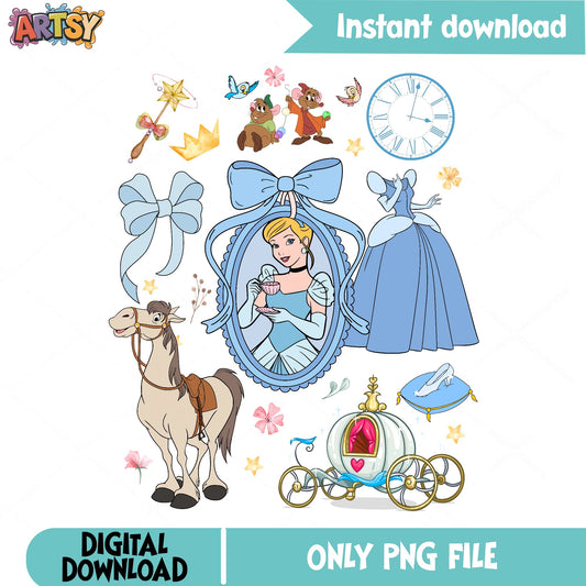 Cinderella PNG Bundle, Disney Princess PNG, Clipart PNG