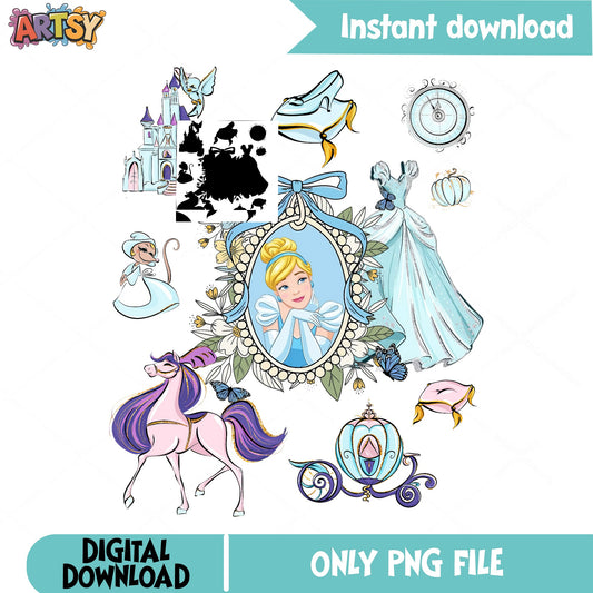 Cinderella PNG Bundle, Disney Princess PNG, Fairy Tale PNG