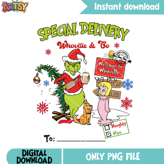 Cindy lou who christmas movie png, the grinch png, christmas tree png