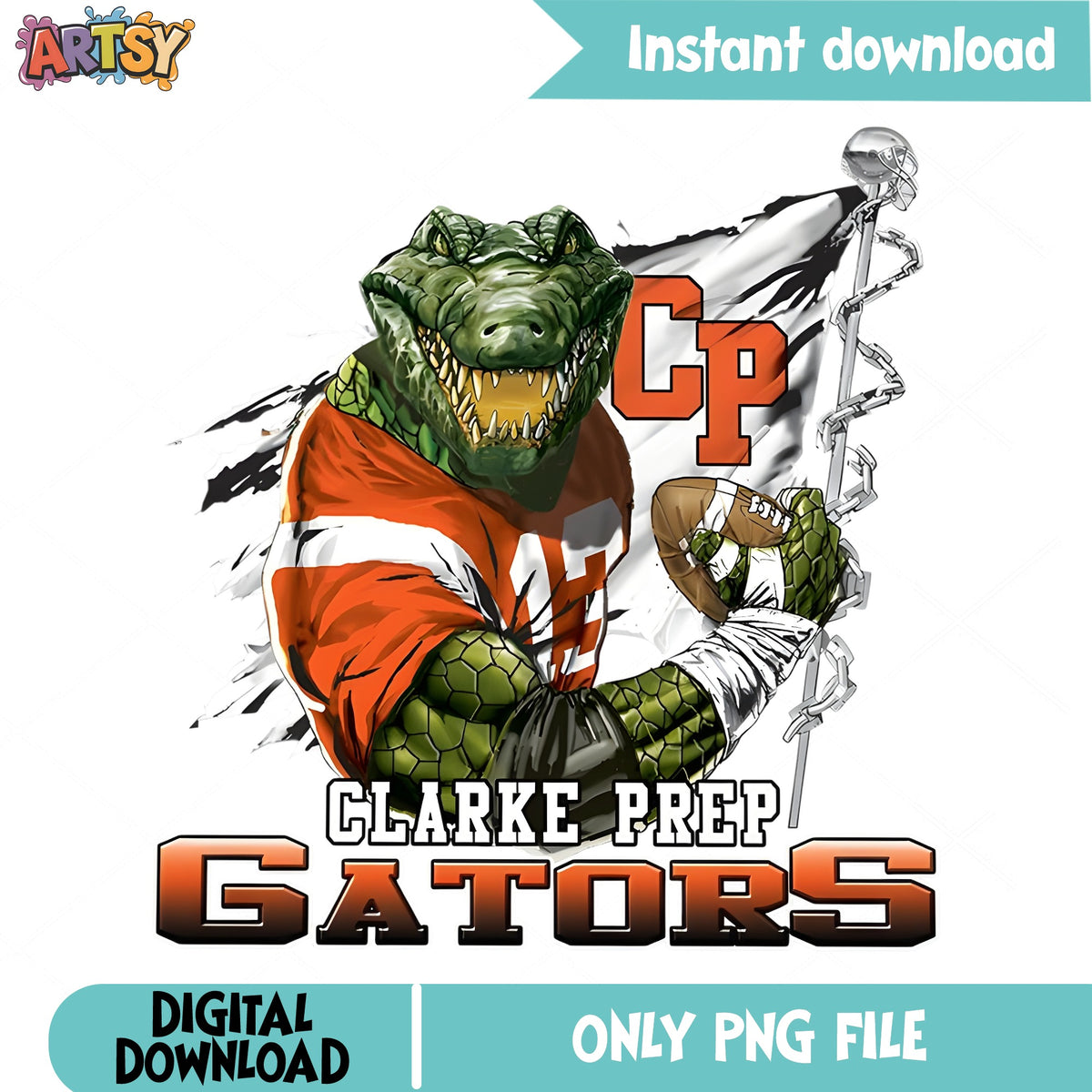 Clarke Prep Gators Football Mascot PNG, Gators PNG, School Spirit PNG